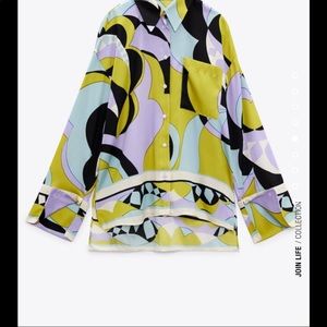 Zara printed pocket shirt multicolored